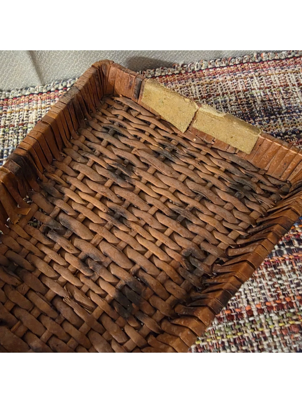Vintage Handwoven Brown Wicker Dustpan Basket - Rustic Home Accent